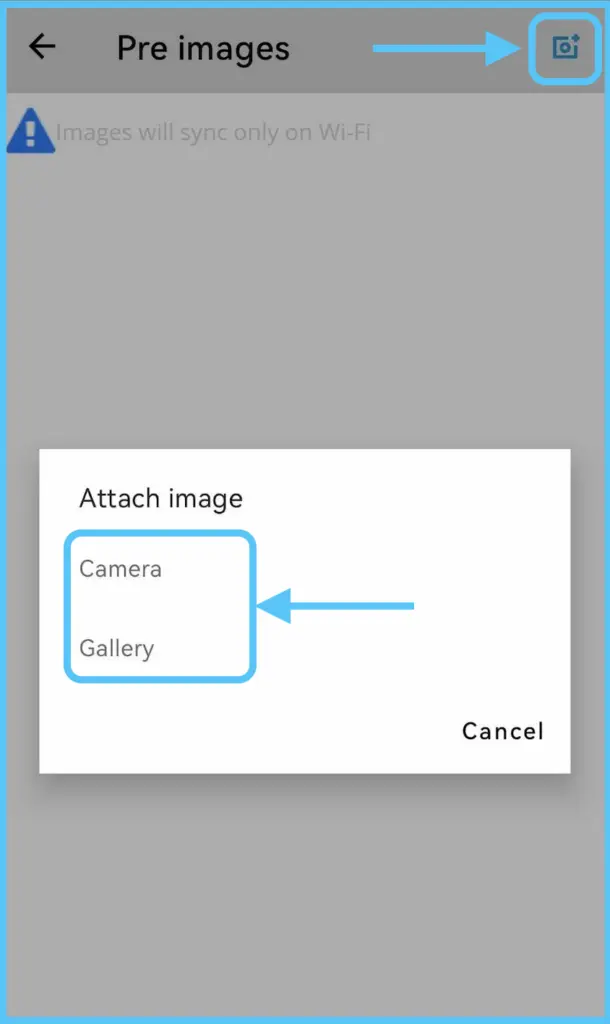Attach Image with the Camera and Gallery options