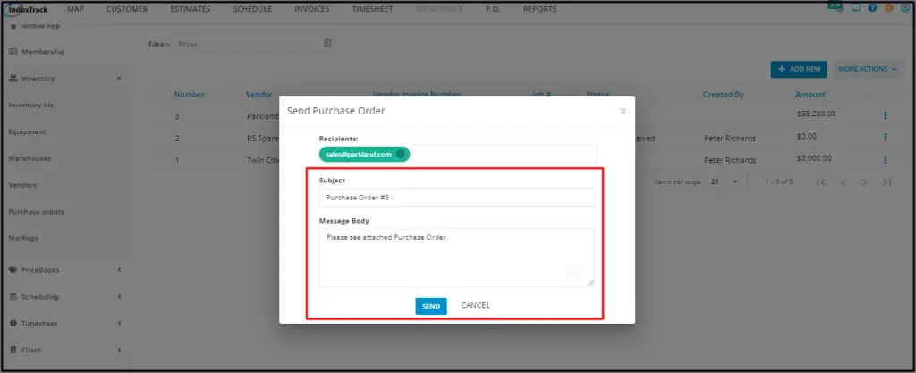 Adding the subject and message before sending