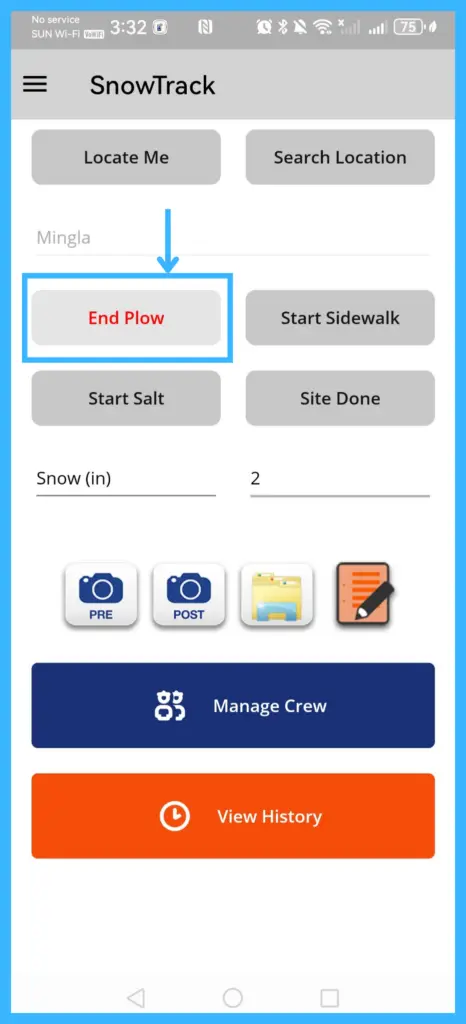 The End Plow button