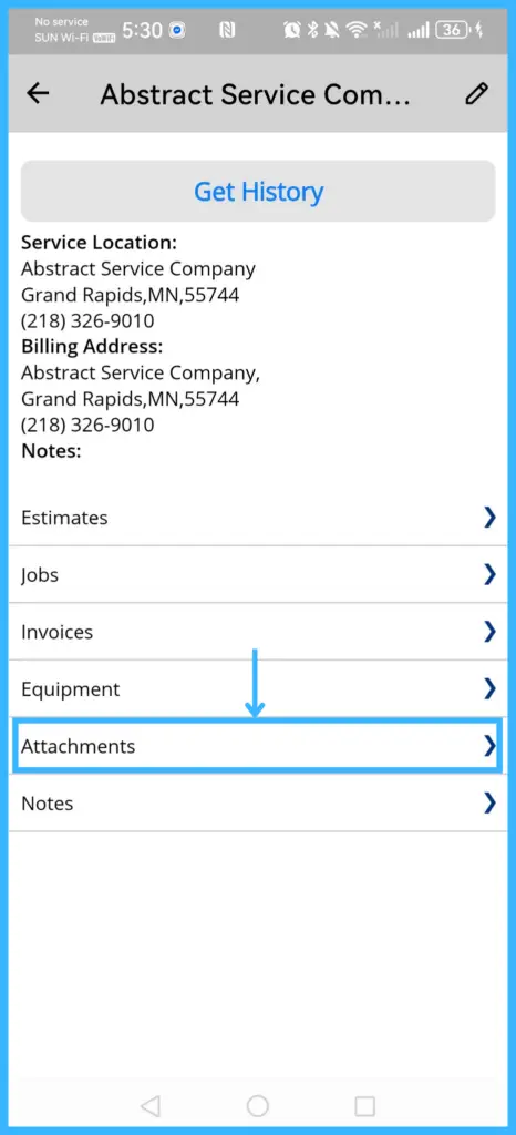 The customer's Attachments