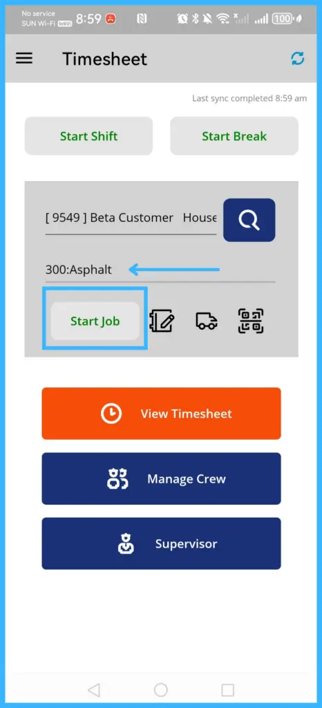 The Start Job button