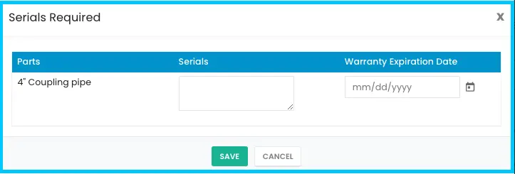 Typing serial numbers and the warranty expiration date
