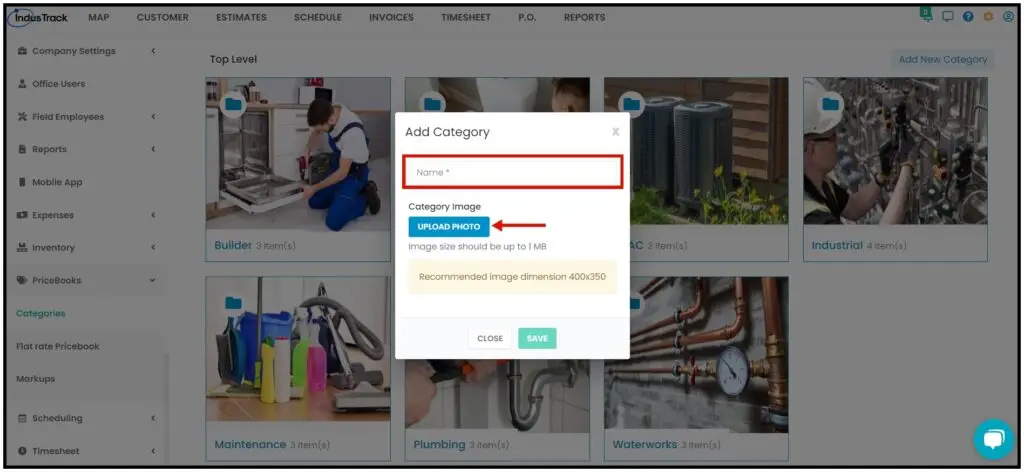 The Add Category window with the Upload Photo button