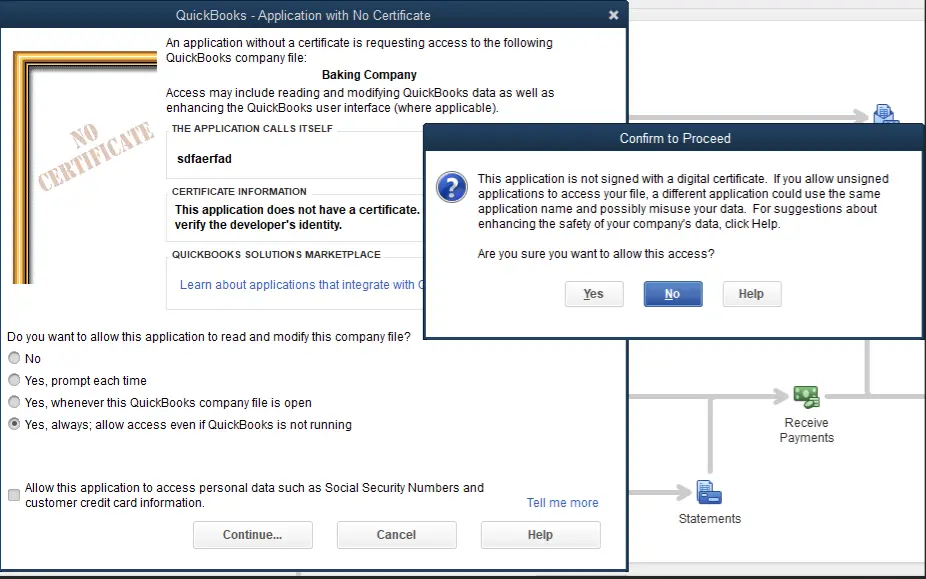 The Confirm to Proceed pop-up