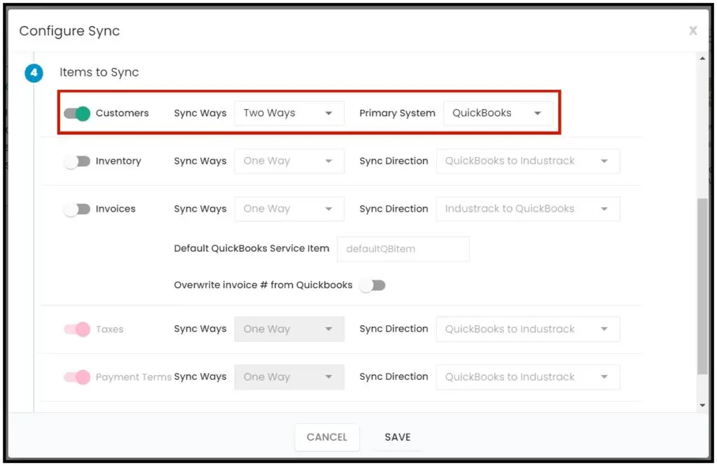 Two-way customer sync
