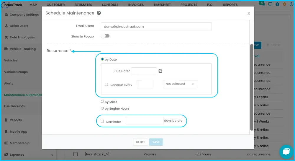 Scheduling a service By Date, with Reoccur Every and Reminder