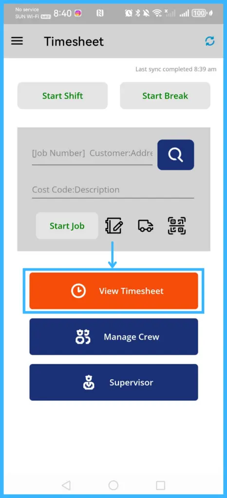 The View Timesheet button