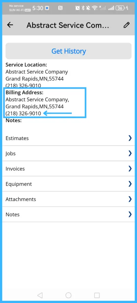 Tapping the phone number to call or text the customer