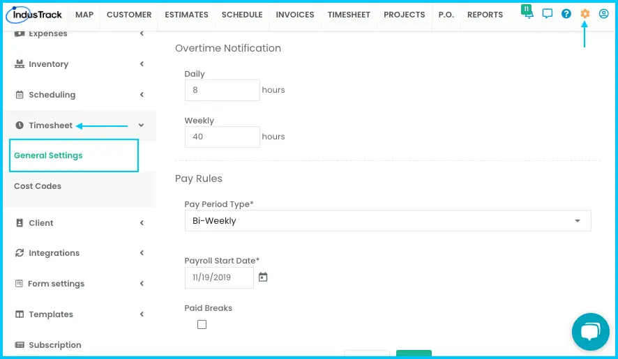 Pay Rules in Timesheet General Settings