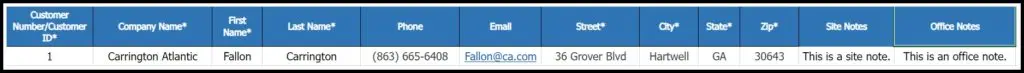 The Customer Addressbook import template